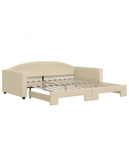 Divano Letto con Letto Estraibile Crema 100x200 cm in Tessuto