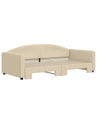 Divano Letto con Letto Estraibile Crema 100x200 cm in Tessuto