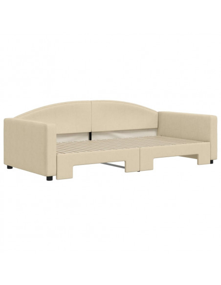 Divano Letto con Letto Estraibile Crema 100x200 cm in Tessuto