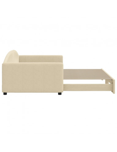 Divano Letto con Letto Estraibile Crema 100x200 cm in Tessuto