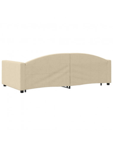 Divano Letto con Letto Estraibile Crema 100x200 cm in Tessuto