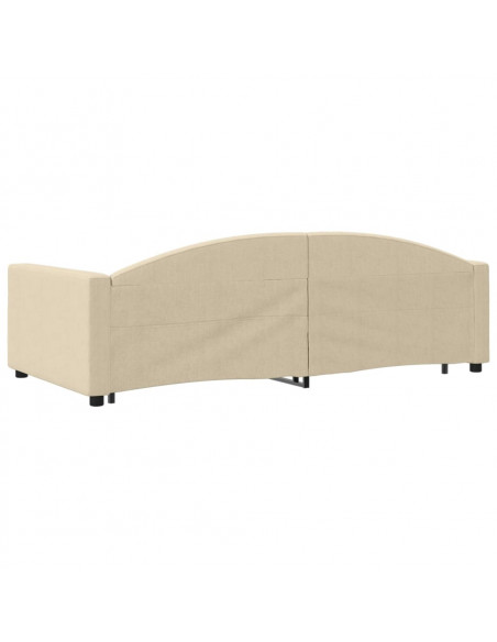 Divano Letto con Letto Estraibile Crema 100x200 cm in Tessuto