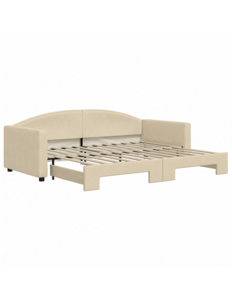 Divano Letto con Letto Estraibile Crema 90x200 cm in Tessuto