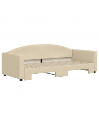 Divano Letto con Letto Estraibile Crema 90x200 cm in Tessuto