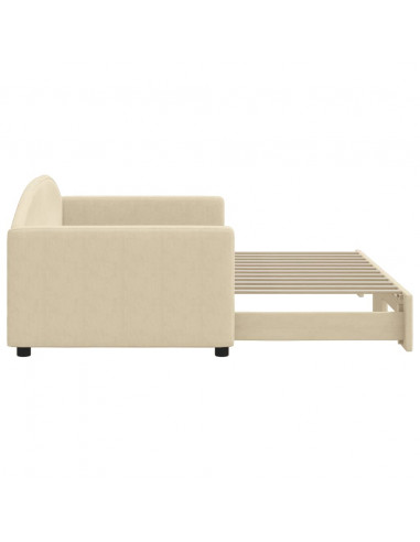 Divano Letto con Letto Estraibile Crema 90x200 cm in Tessuto