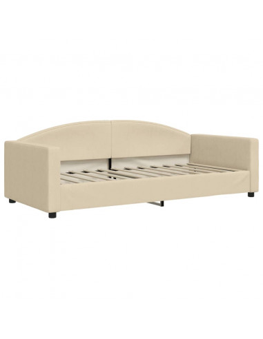 Divano Letto con Letto Estraibile Crema 90x200 cm in Tessuto