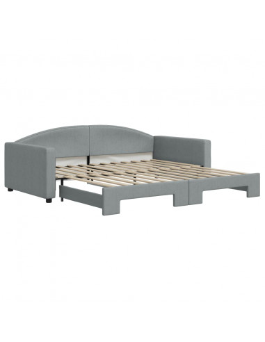 Divano Letto con Letto Estraibile Grigio Chiaro 100x200 Tessuto