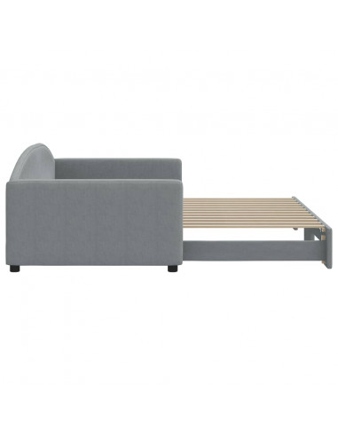 Divano Letto con Letto Estraibile Grigio Chiaro 100x200 Tessuto
