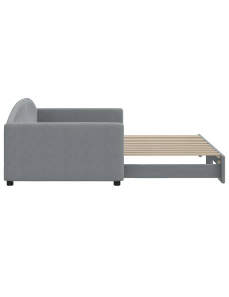 Divano Letto con Letto Estraibile Grigio Chiaro 100x200 Tessuto