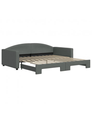Divano Letto con Letto Estraibile Grigio Scuro 100x200 Tessuto