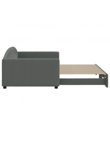 Divano Letto con Letto Estraibile Grigio Scuro 100x200 Tessuto