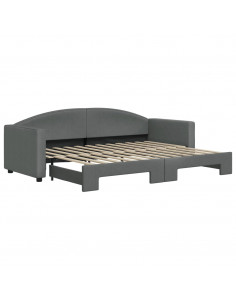 Divano Letto con Letto Estraibile Grigio Scuro 80x200 Tessuto 2