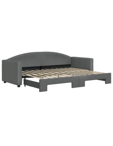 Divano Letto con Letto Estraibile Grigio Scuro 80x200 Tessuto