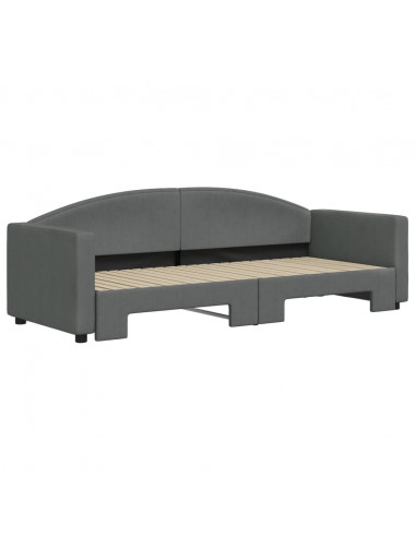 Divano Letto con Letto Estraibile Grigio Scuro 80x200 Tessuto