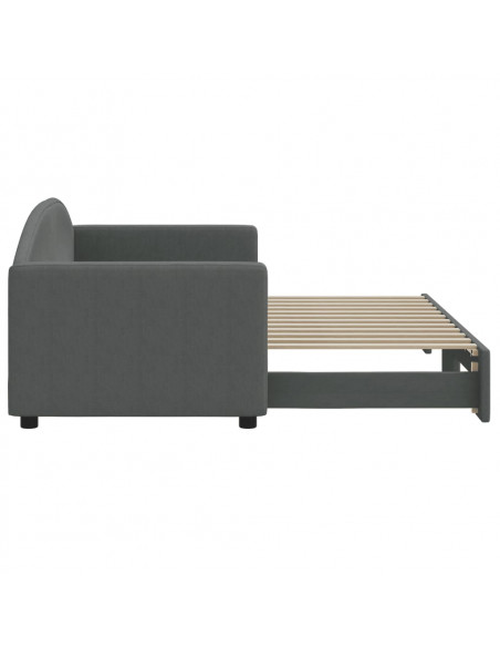 Divano Letto con Letto Estraibile Grigio Scuro 80x200 Tessuto
