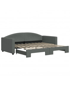 Divano Letto con Letto Estraibile Grigio Scuro 90x190cm Tessuto 2