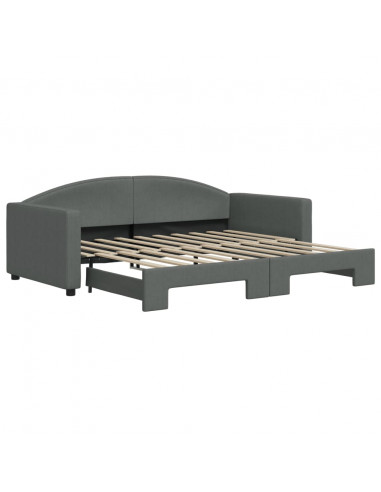 Divano Letto con Letto Estraibile Grigio Scuro 90x190cm Tessuto