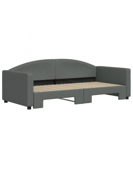 Divano Letto con Letto Estraibile Grigio Scuro 90x190cm Tessuto