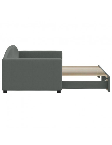 Divano Letto con Letto Estraibile Grigio Scuro 90x190cm Tessuto