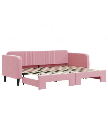 Divano Letto con Letto Estraibile Rosa 80x200 cm in Velluto