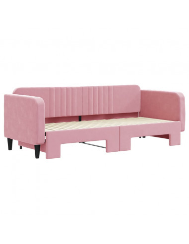 Divano Letto con Letto Estraibile Rosa 80x200 cm in Velluto