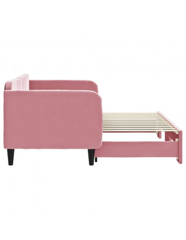 Divano Letto con Letto Estraibile Rosa 80x200 cm in Velluto