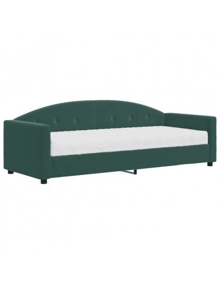 Divano Letto con Materasso Verde Scuro 80x200 cm in Velluto