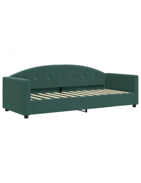 Divano Letto con Materasso Verde Scuro 80x200 cm in Velluto