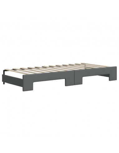Divano Letto Estraibile Cassetti Grigio Scuro 100x200cm Tessuto