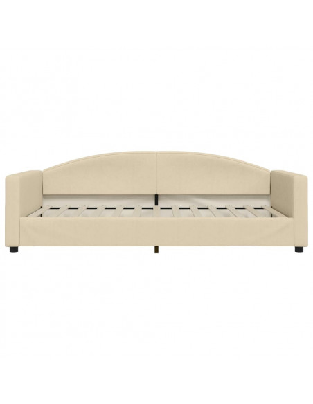 Divano Letto Estraibile con Cassetti Crema 100x200cm in Tessuto