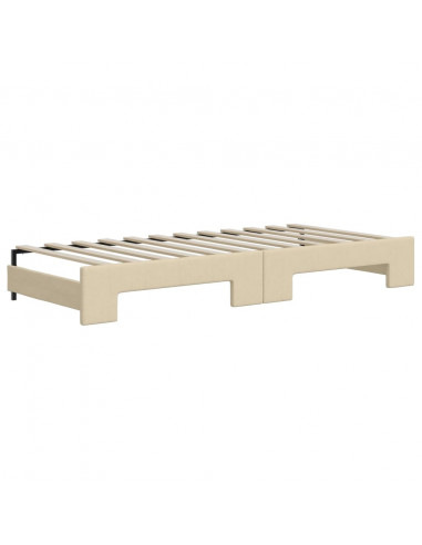 Divano Letto Estraibile con Cassetti Crema 100x200cm in Tessuto
