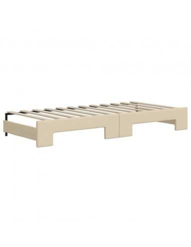Divano Letto Estraibile con Cassetti Crema 90x200 cm in Tessuto