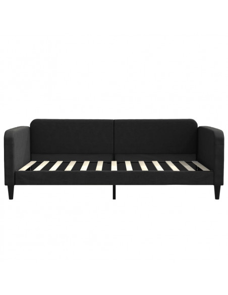 Divano Letto Estraibile con Cassetti Nero 100x200 cm in Tessuto