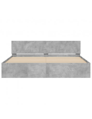 Giroletto con Testiera e LED Grigio Cemento 180x200 cm