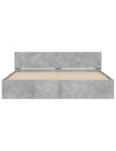 Giroletto con Testiera e LED Grigio Cemento 180x200 cm