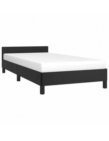 Giroletto con Testiera Nero 100x200 cm in Similpelle