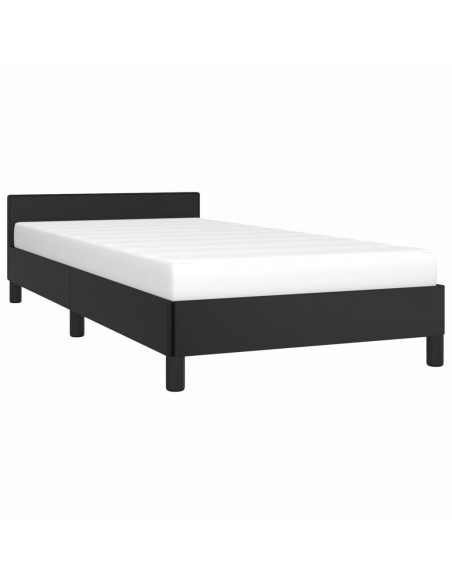 Giroletto con Testiera Nero 100x200 cm in Similpelle