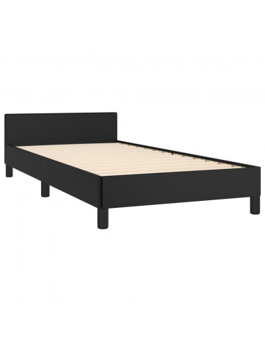 Giroletto con Testiera Nero 100x200 cm in Similpelle