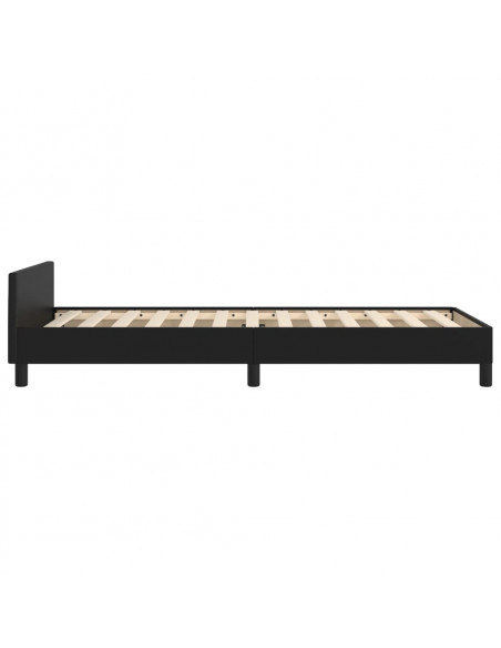 Giroletto con Testiera Nero 100x200 cm in Similpelle