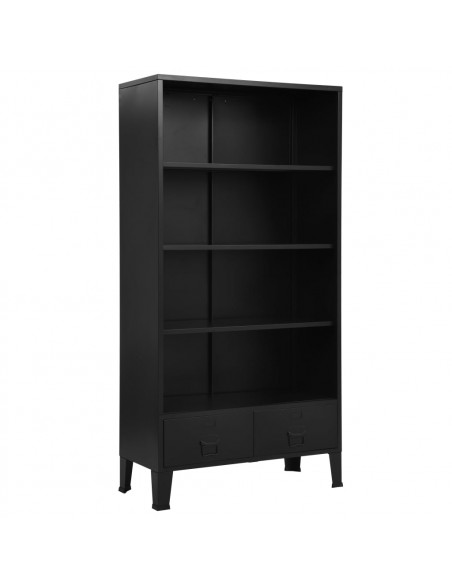 Libreria Industriale Nera 90x40x180 cm in Acciaio