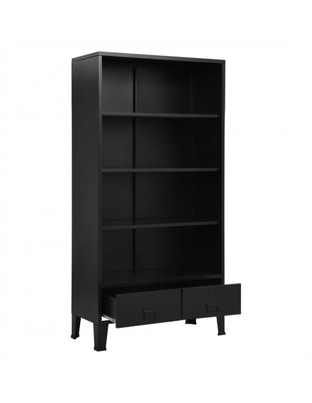 Libreria Industriale Nera 90x40x180 cm in Acciaio