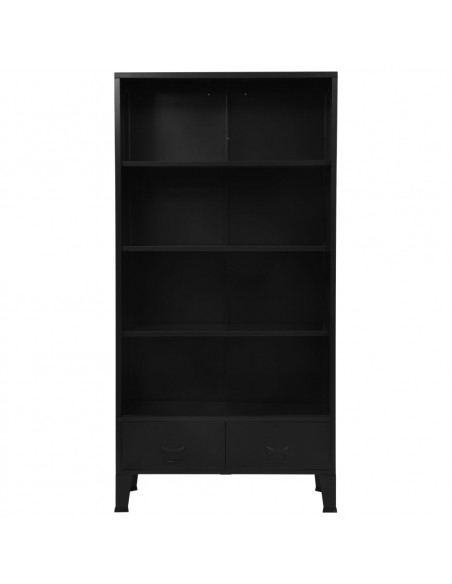 Libreria Industriale Nera 90x40x180 cm in Acciaio
