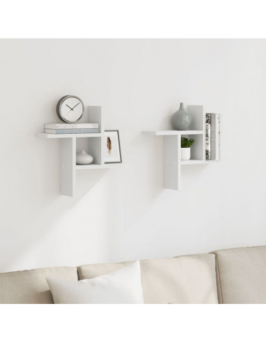 Mensole a Muro 2 pz Bianche 38x12x38 cm in Truciolato