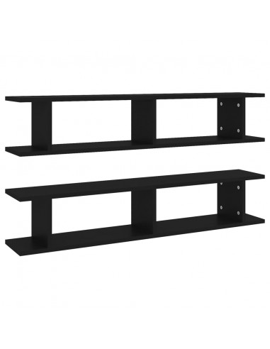 Mensole a Parete 2 pz Nere 105x18x20 cm in Legno Multistrato