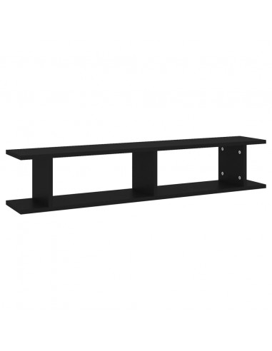 Mensole a Parete 2 pz Nere 105x18x20 cm in Legno Multistrato