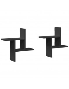 Mensole da Parete 2pz Nere 38x12x38 cm in Truciolato 2