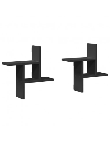 Mensole da Parete 2pz Nere 38x12x38 cm in Truciolato