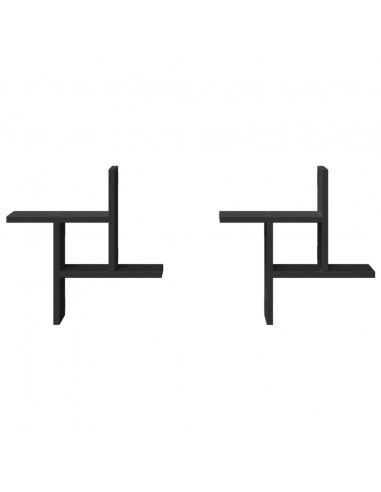 Mensole da Parete 2pz Nere 38x12x38 cm in Truciolato