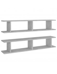 Mensole Parete 2pz Grigio Cemento 105x18x20cm Legno Multistrato 2