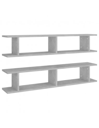 Mensole Parete 2pz Grigio Cemento 105x18x20cm Legno Multistrato